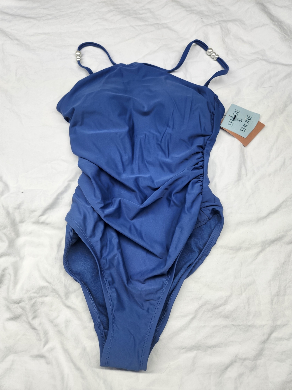 Shade & Shore Royal Blue Girls' One-Piece Swimsuit with Beaded Straps